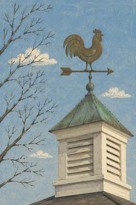 Antique Rooster Weather Vane Under Blue Sky
