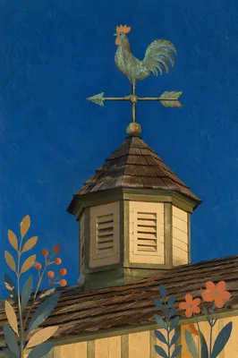 Rustic Rooster Weather Vane Under Blue Sky