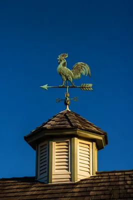 Rustic Rooster Weather Vane Under Blue Sky