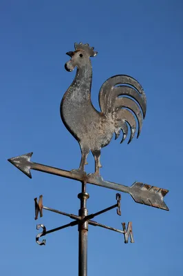 Rustic Rooster Weather Vane Under Blue Sky