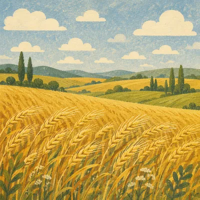 Golden Wheat Field in Summer Wind