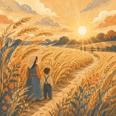 Golden Hour Wheat Field in Wind