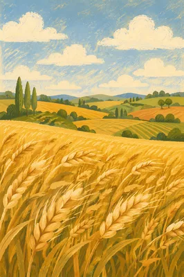 Golden Wheat Field in Summer Wind