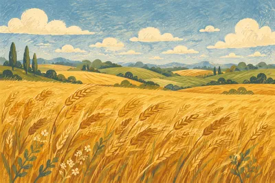 Golden Wheat Field in Summer Wind
