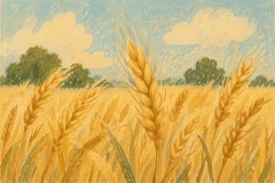 Golden Hour Wheat Field in Gentle Breeze