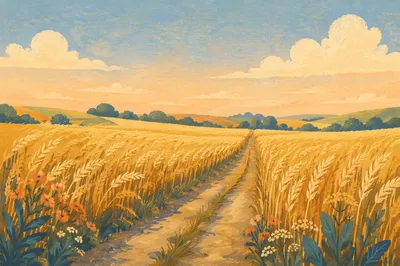 Golden Hour Wind Across Wheat Field