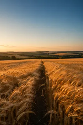 Golden Hour Wheat Field in Wind