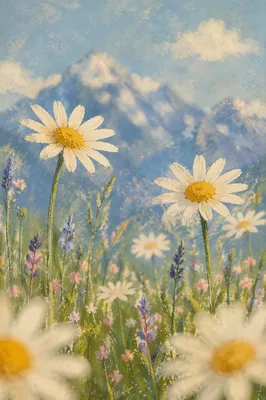 Spring Wildflower Meadow Before Blue Mountains