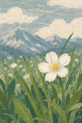 Spring Wildflower Meadow With Mountain View