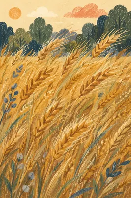 Golden Wheat Field in Summer Wind