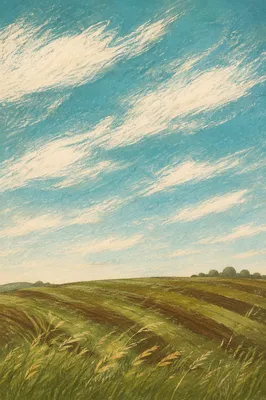 Windy Grass Field Under Fast Clouds