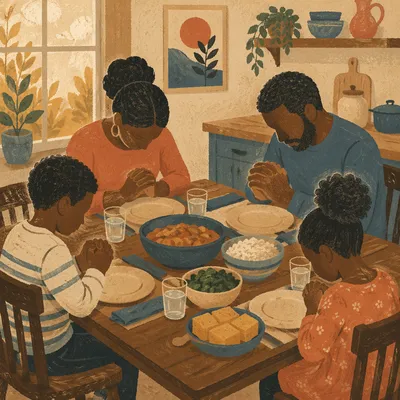 African American Family Prayer Before Dinner