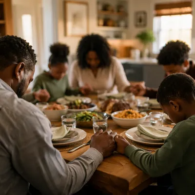 African American Family Prayer Before Dinner