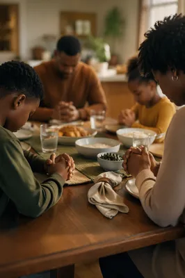 African American Family Prayer Before Dinner