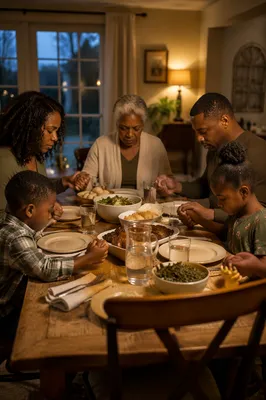 African American Family Prayer Before Dinner