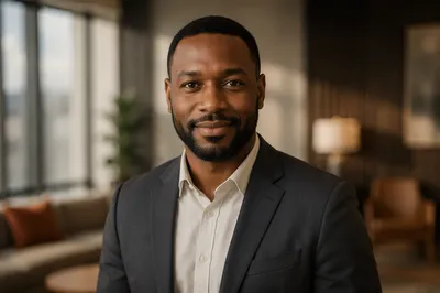 Professional African American Man in Office Lounge