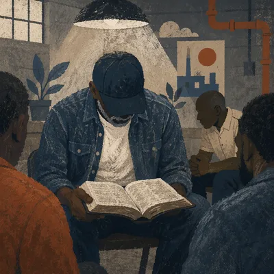African American Men in Quiet Bible Study