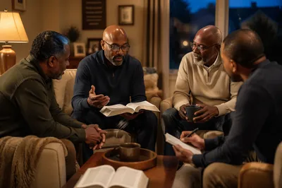 African American Men Studying Together Indoors