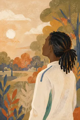 Young Person in Sunlit Park Profile