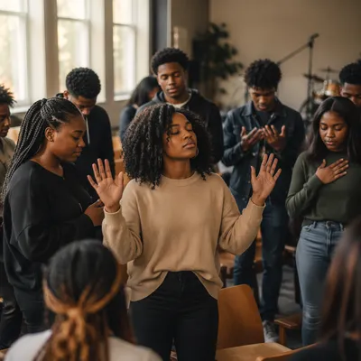 Young People Gathered in Modern Worship Hall