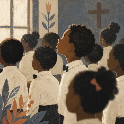 African Children Singing in Church School Choir