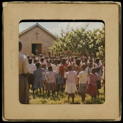 African Children Singing at Church School