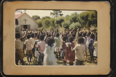 African Children Singing at Church School