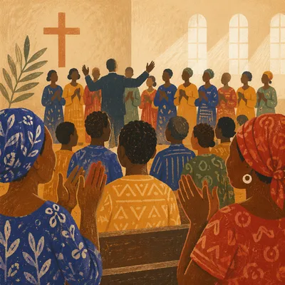 Joyful African Church Choir Singing Together