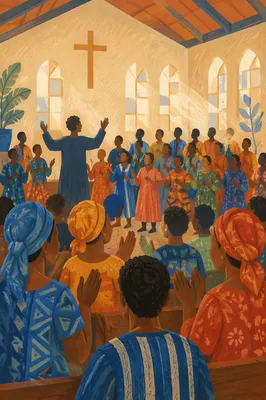 Joyful African Church Choir in Morning Light