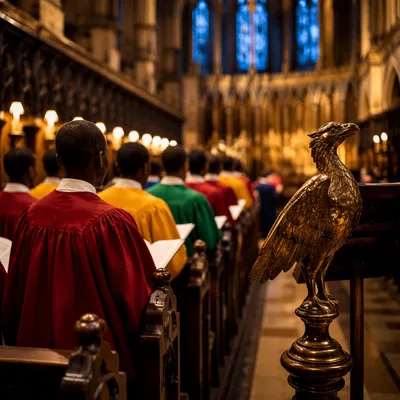 Joyful African Church Choir in Colorful Robes