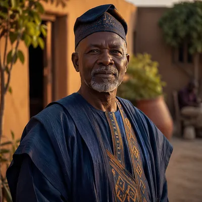 Dignified Older African Man in Traditional Attire