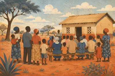 Outdoor African Village Church Gathering