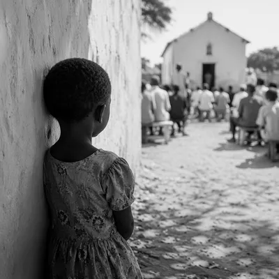 Quiet African Village Church Courtyard Gathering