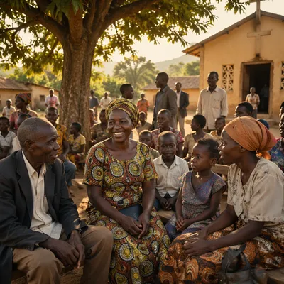 African Village Church Gathering Outdoors