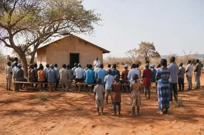 Outdoor African Village Church Community Gathering