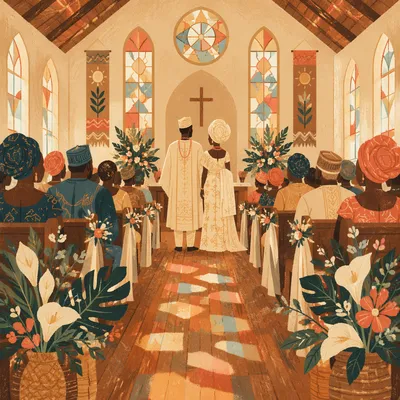 African Church Wedding Celebration in Warm Light