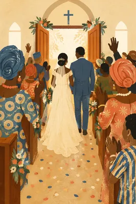 African Church Wedding Celebration Aisle Exit