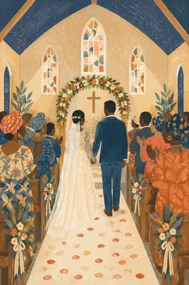 African Church Wedding Celebration Aisle View