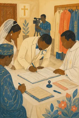 African Church Wedding Register Signing Ceremony