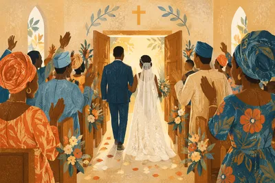 Joyful African Church Wedding Celebration Aisle