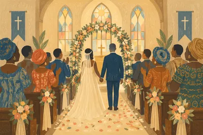 African Church Wedding Celebration Aisle View