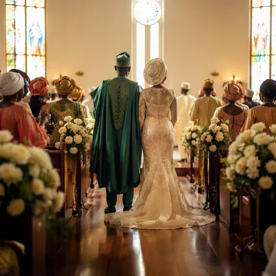African Church Wedding Celebration in Warm Light
