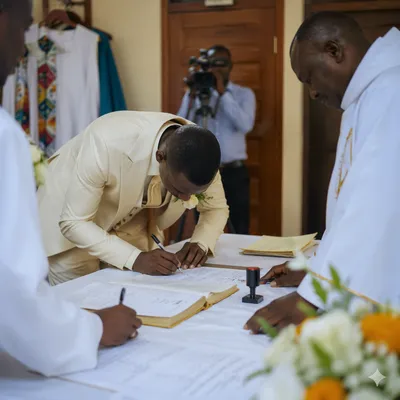 African Church Wedding Register Signing Ceremony