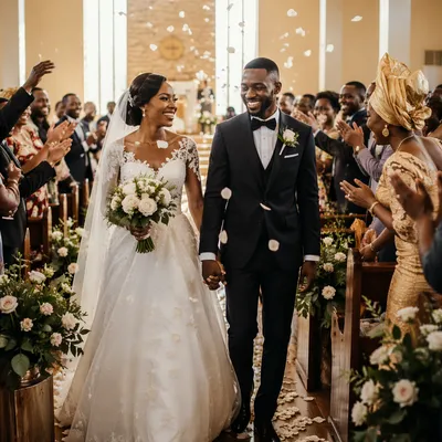Joyful African Church Wedding Aisle Celebration