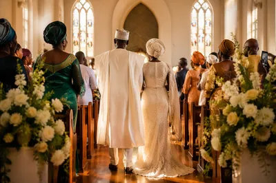 African Church Wedding Celebration in Warm Light