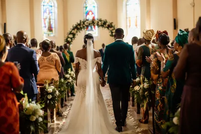 African Church Wedding Celebration Aisle View