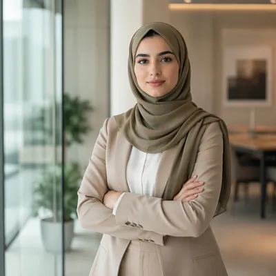 Confident Young Arab Woman in Office