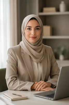 Confident Arab Woman in Modern Workspace