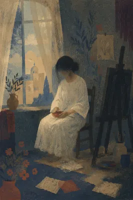 Solitary Artist by Window in Shadow