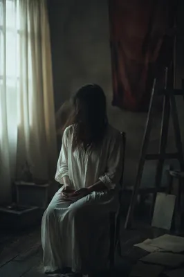Solitary Artist by Window in Shadow
